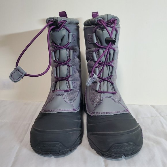 The North Face Unisex Kids Alpenglow IV Winter Snow Boots Gray Bungee Cord Sz 4 - Picture 1 of 11